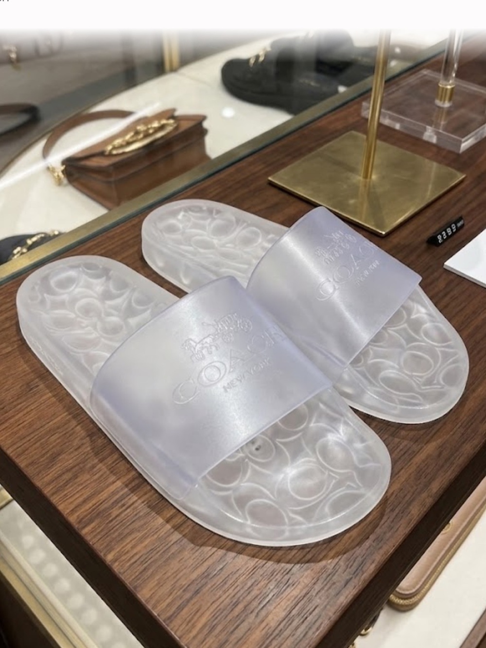 Coach Translucent White Logo Slide Sandals - Picture 7 of 7